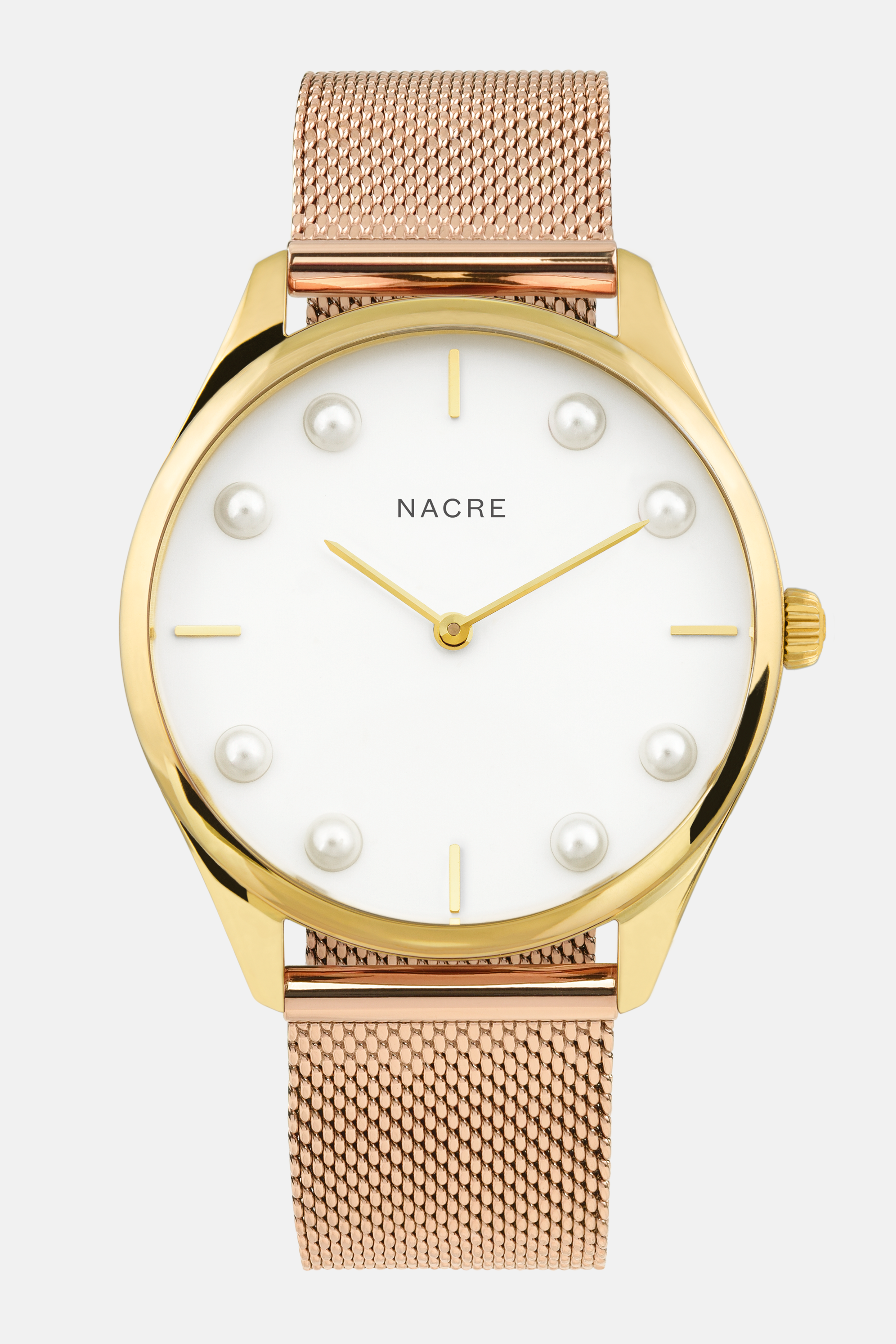 Lune 8 - Gold and White - Rose Gold Mesh